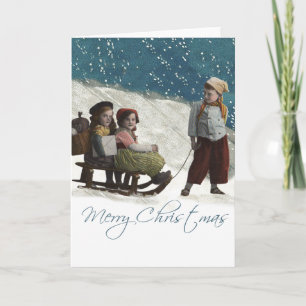 Cartes Pour Fêtes Annuelles Enfants vintages Dormir Noël hiver