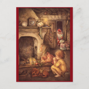 Cartes Pour Fêtes Annuelles Enfants vintages En Attente Du Père Noël