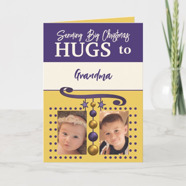 Cartes Pour Fêtes Annuelles Enlacements de Noël pour l'or et le violet de gran (Devant)