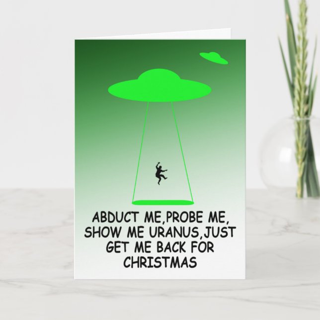 Cartes Pour Fêtes Annuelles Enlèvement d'aliens de Noël (Devant)