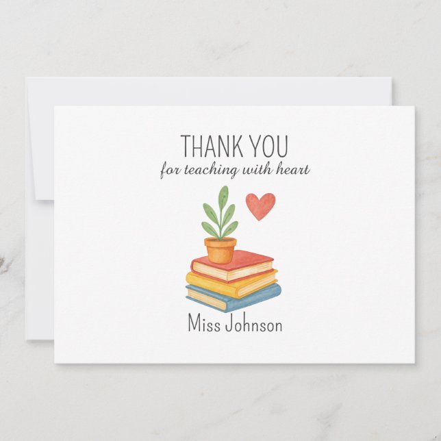 Cartes Pour Fêtes Annuelles Enseignant Merci - Cadeau d'appréciation du coeur (Devant)