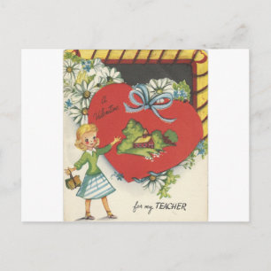 Cartes Pour Fêtes Annuelles Enseignant vintage Avec Schoolhouse Valentine