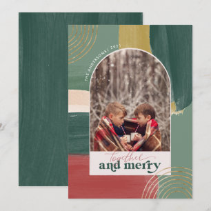 Cartes Pour Fêtes Annuelles Ensemble & Joyeux   Arche photo Noël moderne
