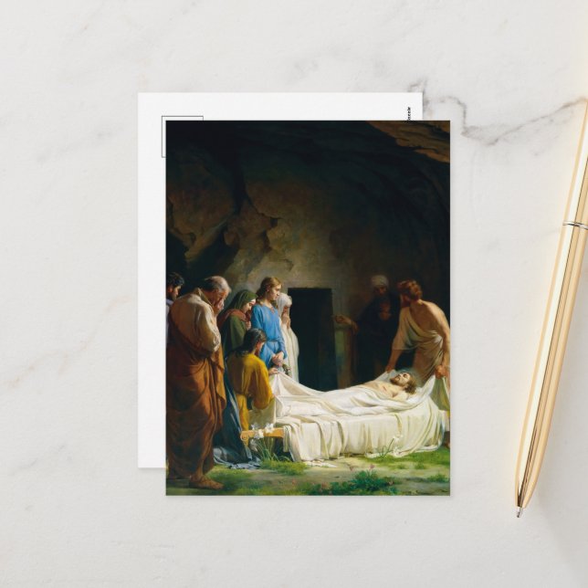 Cartes Pour Fêtes Annuelles Enterrement de Jésus par Carl Bloch (Devant/Arrière en situation)