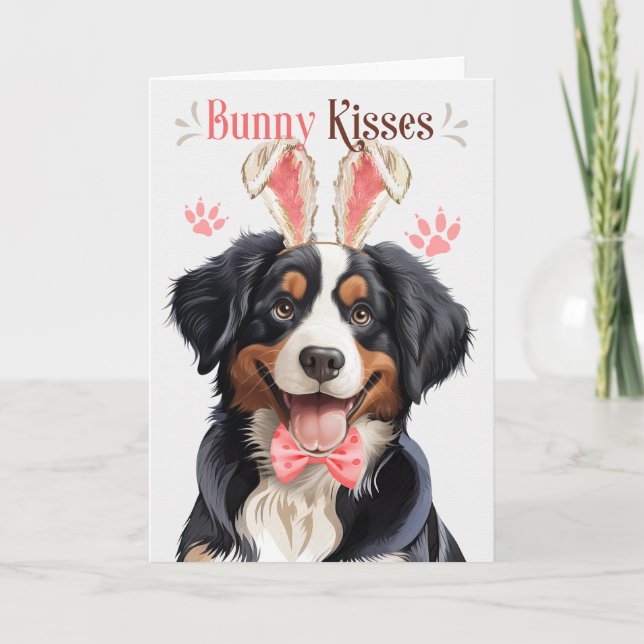Cartes Pour Fêtes Annuelles Entlebucher Mountain Dog in Bunny Ears pour Pâques (Devant)