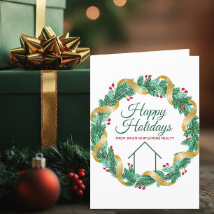 Cartes Pour Fêtes Annuelles Entreprise de biens immobiliers Noël plié sur mesu