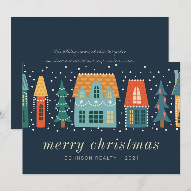Cartes Pour Fêtes Annuelles Entreprise de Noël d'hiver moderne (Devant / Derrière)