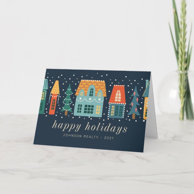 Cartes Pour Fêtes Annuelles Entreprise de Noël d'hiver moderne (Devant)