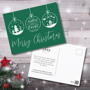 Cartes Pour Fêtes Annuelles Entreprise de Noël verte et joyeuse