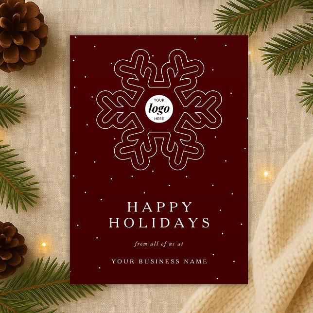 Cartes Pour Fêtes Annuelles Entreprise Logo Noël Flocon de neige rouge (Modern corporate business logo Christmas snowflake red and white holiday card)