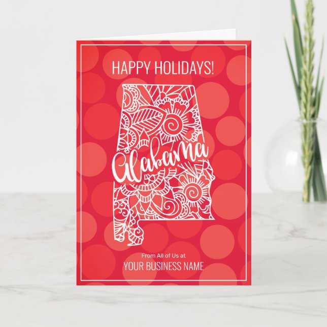 Cartes Pour Fêtes Annuelles Entreprise moderne Noël Rouge Dot Mandala Alabama (Devant)