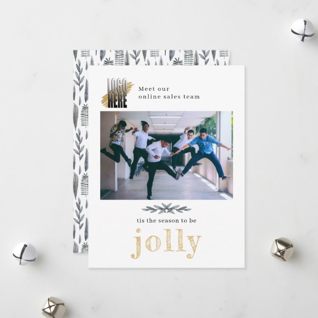Cartes Pour Fêtes Annuelles Entreprise moderne Photo Jolly Affaires Christmas  (Devant/Arrière en situation)