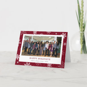 Cartes Pour Fêtes Annuelles Entreprise moderne Red Snowflake Photo