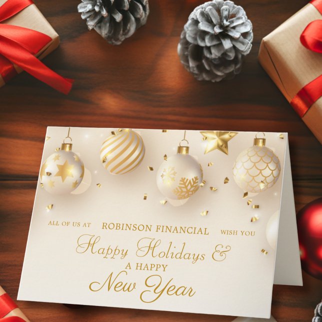 Cartes Pour Fêtes Annuelles Entreprise Noël Gold Script (Créateur téléchargé)