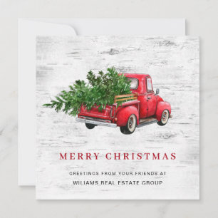 Cartes Pour Fêtes Annuelles Entreprise Retro Vintage Ferme rouge Truck Noël