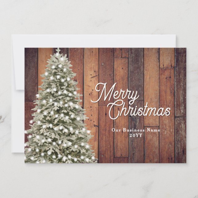 Cartes Pour Fêtes Annuelles Entreprise rustique d'arbre de Noël de Noël (Devant)