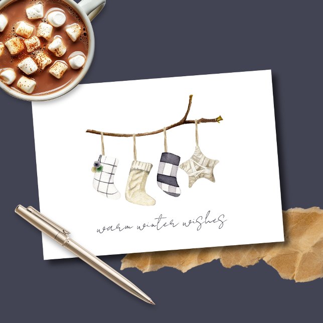 Cartes Pour Fêtes Annuelles Entreprise Rustique de vacances d'hiver (Rustic Winter Holiday Corporate Cards for Christmas)