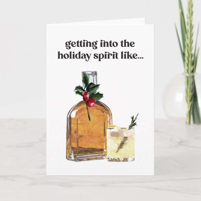 Cartes Pour Fêtes Annuelles Entrer dans l'esprit Whiskey Boire Cocktail (Devant)