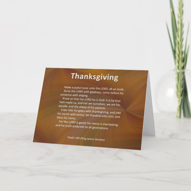 Cartes Pour Fêtes Annuelles Entrez Avec Thanksgiving & Blessing Psaum 100 (Devant)