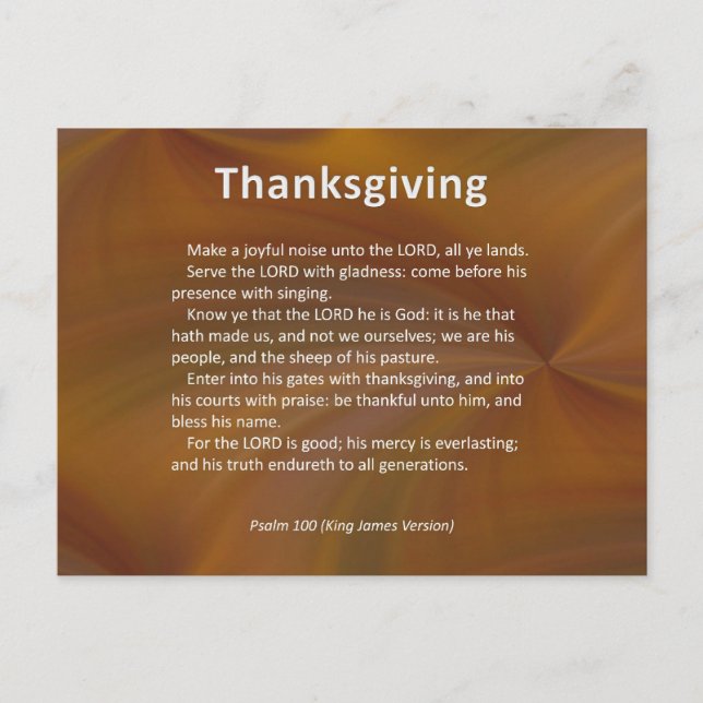 Cartes Pour Fêtes Annuelles Entrez Avec Thanksgiving & Blessing Psaum 100 (Devant)