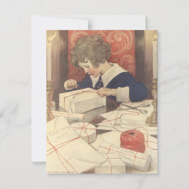 Cartes Pour Fêtes Annuelles Envelopper les cadeaux de Noël, Jessie Willcox Smi (Devant)