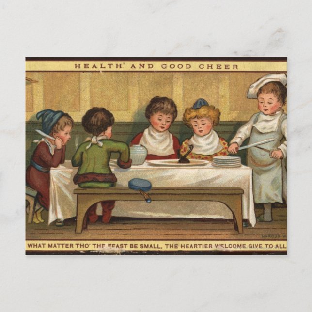 Cartes Pour Fêtes Annuelles Environ 1880 : A meal at Christmas (Devant)