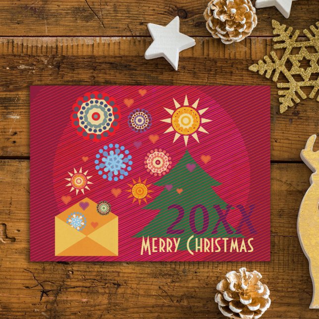 Cartes Pour Fêtes Annuelles Envoi d'amour - Joyeux Noël - Joyeux violet rouge (Créateur téléchargé)