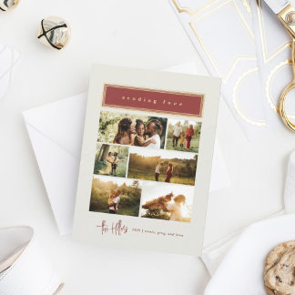 Cartes Pour Fêtes Annuelles Envoi d'amour Rouge et or Photo Collage Famille