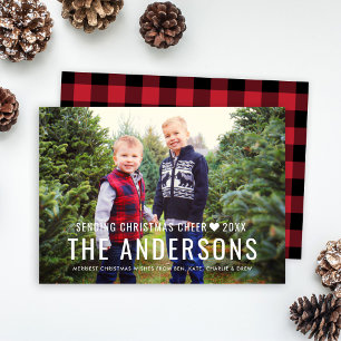 Cartes Pour Fêtes Annuelles Envoi de vœux de Noël avec plaid écossais rouge Ph