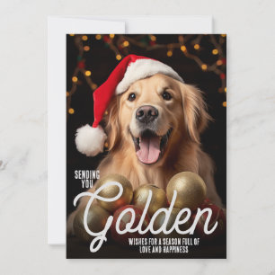 Cartes Pour Fêtes Annuelles Envoi de voeux d'or Noël Retriever Chien Xmas