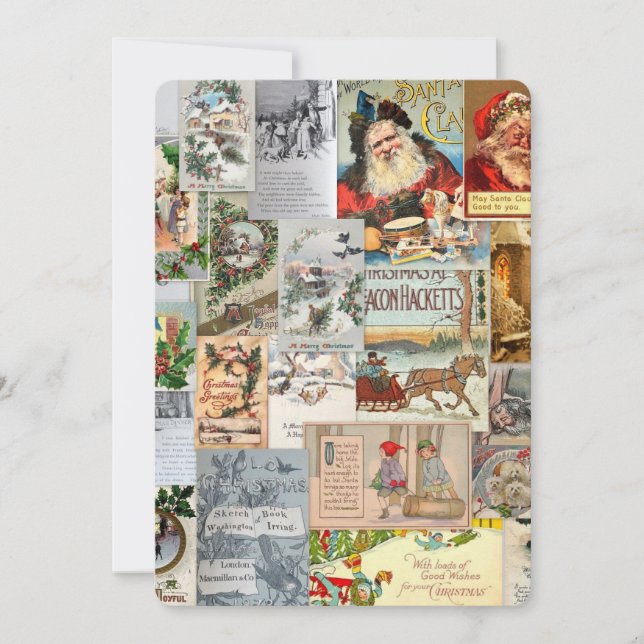 Cartes Pour Fêtes Annuelles Ephémère de Noël victorienne antique Collage Art (Devant)
