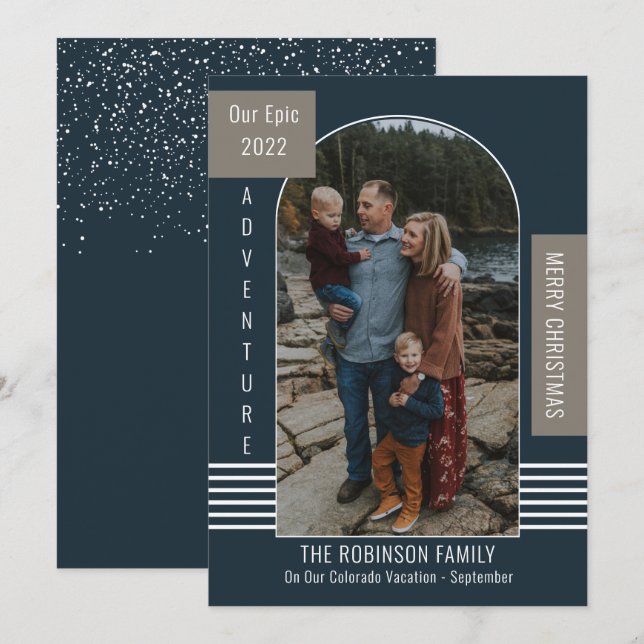 Cartes Pour Fêtes Annuelles Epic Adventure Modern Noël Holiday Grey (Devant / Derrière)