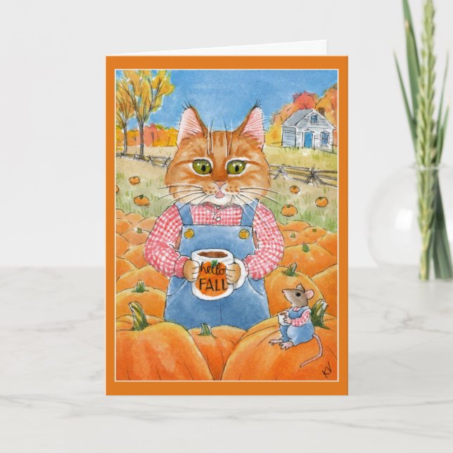 Cartes Pour Fêtes Annuelles Épice citrouille de souris de chat mou (Devant)