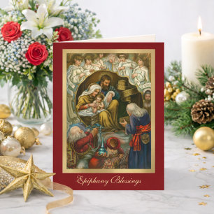 Cartes Pour Fêtes Annuelles Epiphanie religieuse Trois Rois Prière Jésus