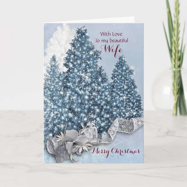 Cartes Pour Fêtes Annuelles Épouse/Joyeux Noël - arbres de scintillement de (Devant)