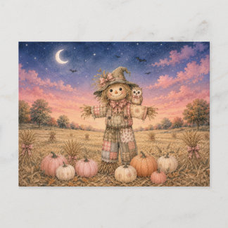 Cartes Pour Fêtes Annuelles Épouvantail mignon et charmant d'Halloween avec hi