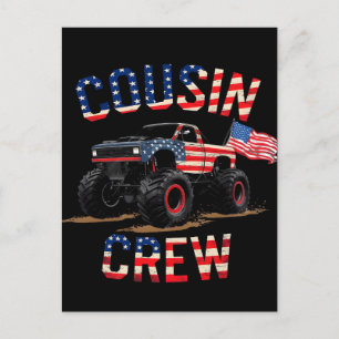 Cartes Pour Fêtes Annuelles Équipage de cousins camion monstre patriotique qua