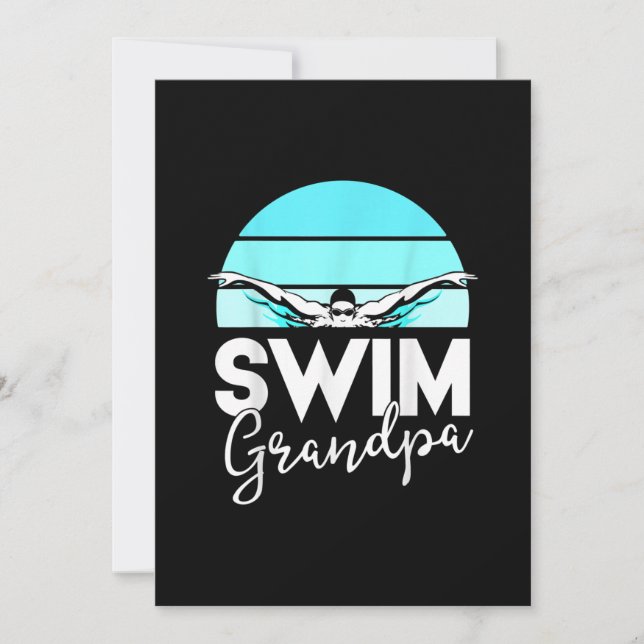 Cartes Pour Fêtes Annuelles Équipe de natation Grand-père Papa nage Rencontrer (Devant)