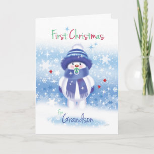 Cartes Pour Fêtes Annuelles ęr Noël, petit-fils, bébé de neige avec la tétine