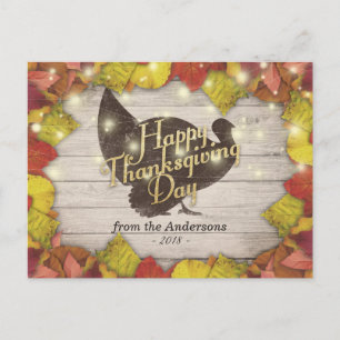 Cartes Pour Fêtes Annuelles Érable de Thanksgiving Feuilles Turquie Chaîne de