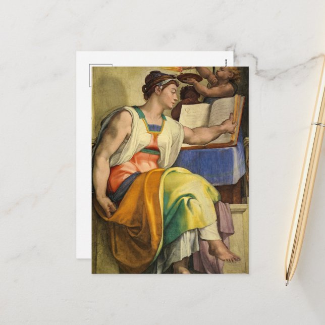 Cartes Pour Fêtes Annuelles Erythraean Sibyl par Michelangelo (Devant/Arrière en situation)