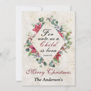 Cartes Pour Fêtes Annuelles Ésaïe 9:6 Car pour nous un enfant naît, Noël