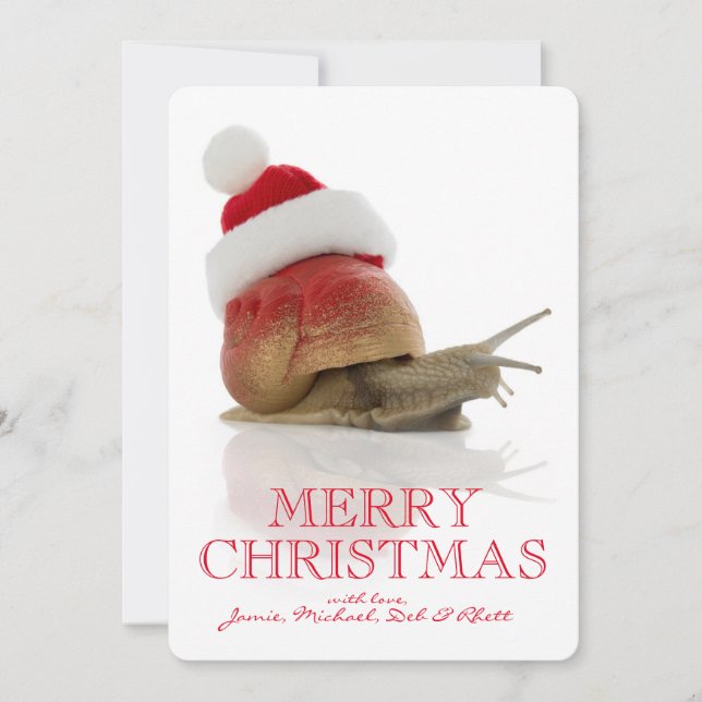 Cartes Pour Fêtes Annuelles Escargot de Noël (Devant)