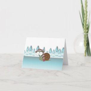 Cartes Pour Fêtes Annuelles Escargot mignon dans le casquette de sommeil