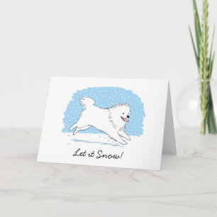 Cartes Pour Fêtes Annuelles Eskimo Chien américain "Let it Snow" Eskie Noël