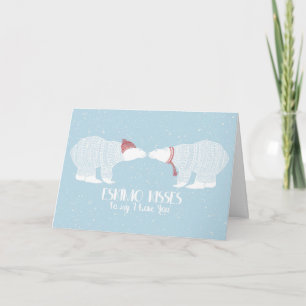 Cartes Pour Fêtes Annuelles Eskimo Kiss Ours Polaire Scandinave Neige d'hiver