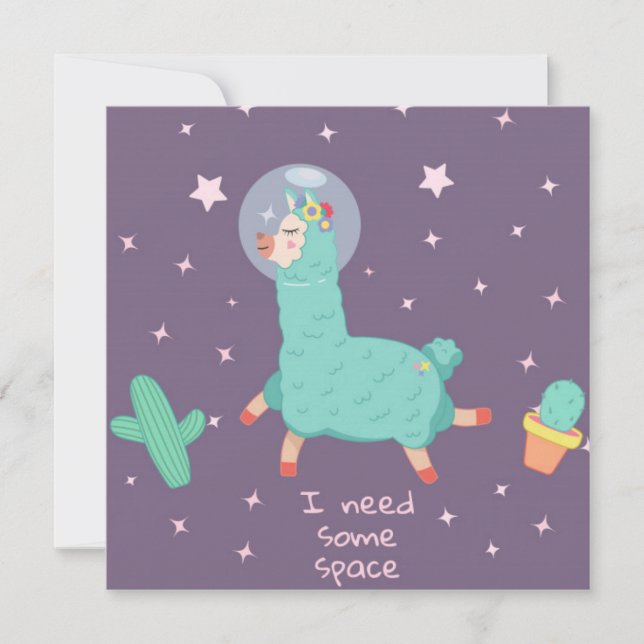 Cartes Pour Fêtes Annuelles Espace Llama (Devant)