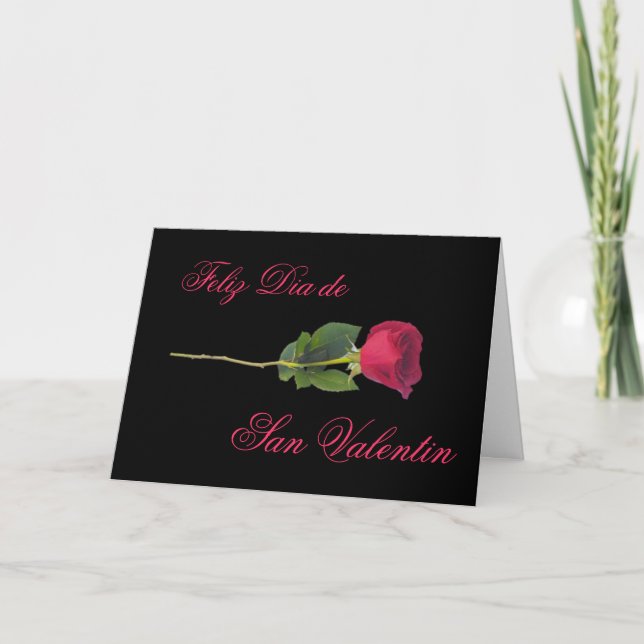 Cartes Pour Fêtes Annuelles Espagnol : le jour rouge de rose-Valentine (Devant)