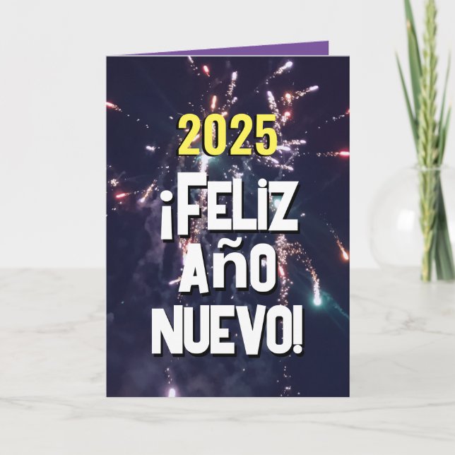 Cartes Pour Fêtes Annuelles Espagnol Nouvel An Souhaite 2025 Envoyer par Texte (Devant)