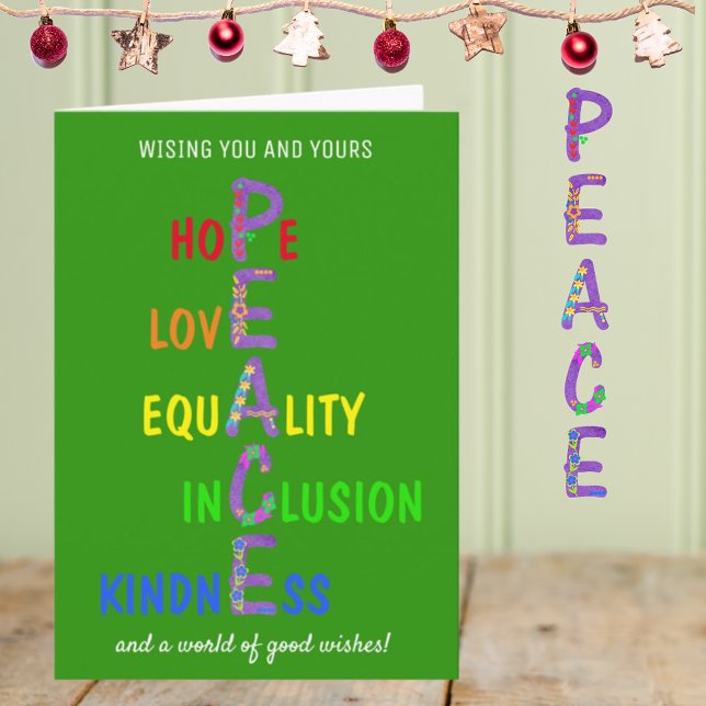 Cartes Pour Fêtes Annuelles Espoir, Amour, Égalité, Inclusion, Douceur, Paix (Créateur téléchargé)